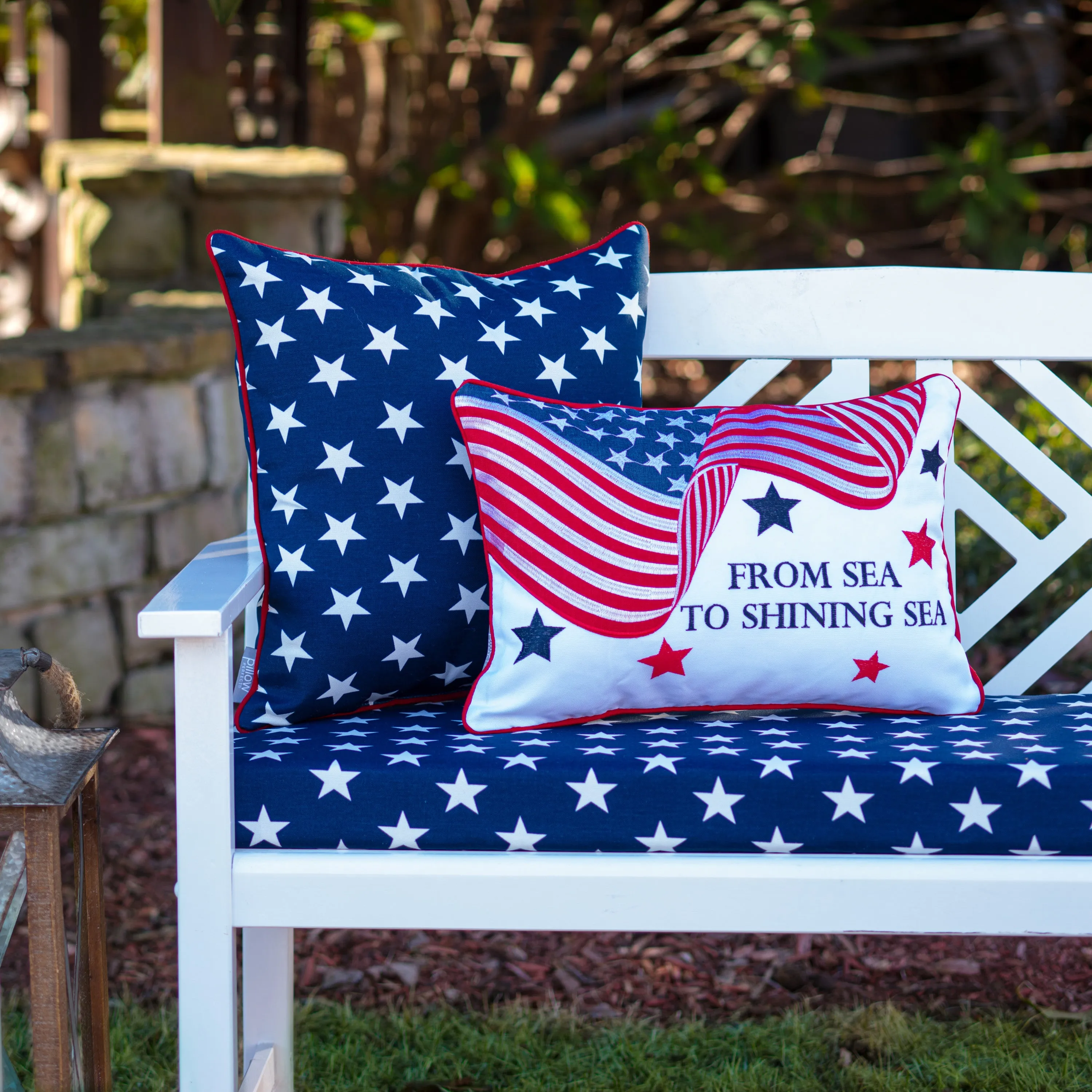 From Sea To Shining Sea Red Rectangular Throw Pillow