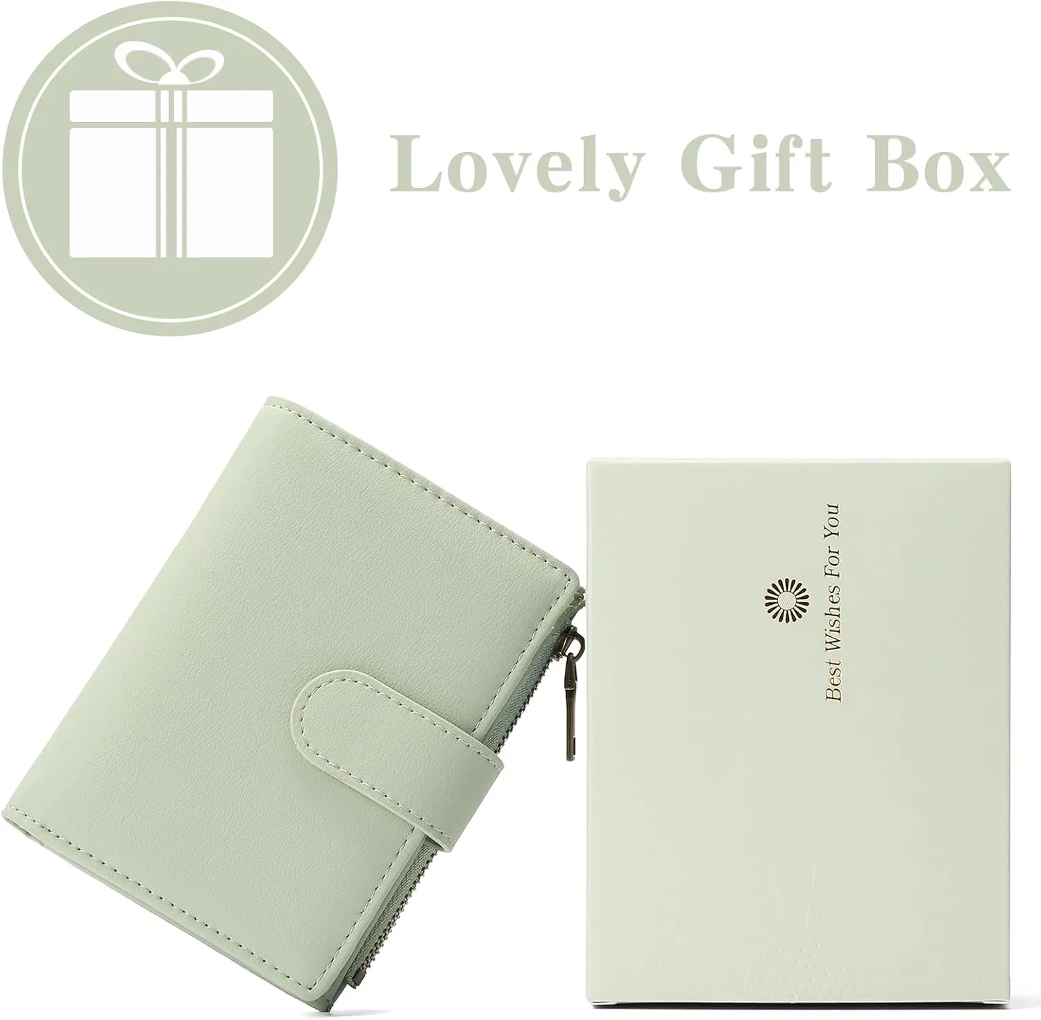 GAEKEAO Small Wallets for Women Leather RFID Blocking Bifold Zipper Pocket Wallet Card Case Purse with ID Window