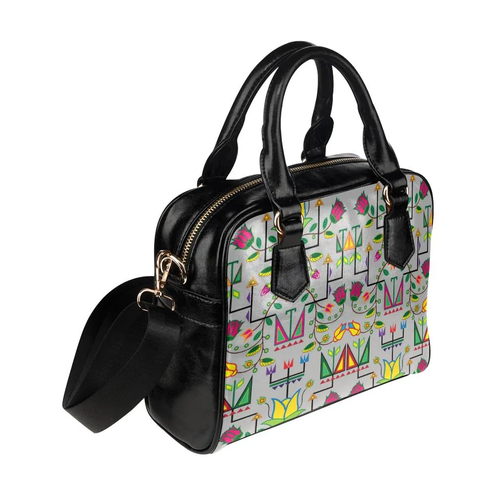 Geometric Floral Summer-Gray Shoulder Handbag