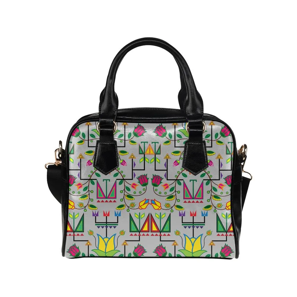 Geometric Floral Summer-Gray Shoulder Handbag
