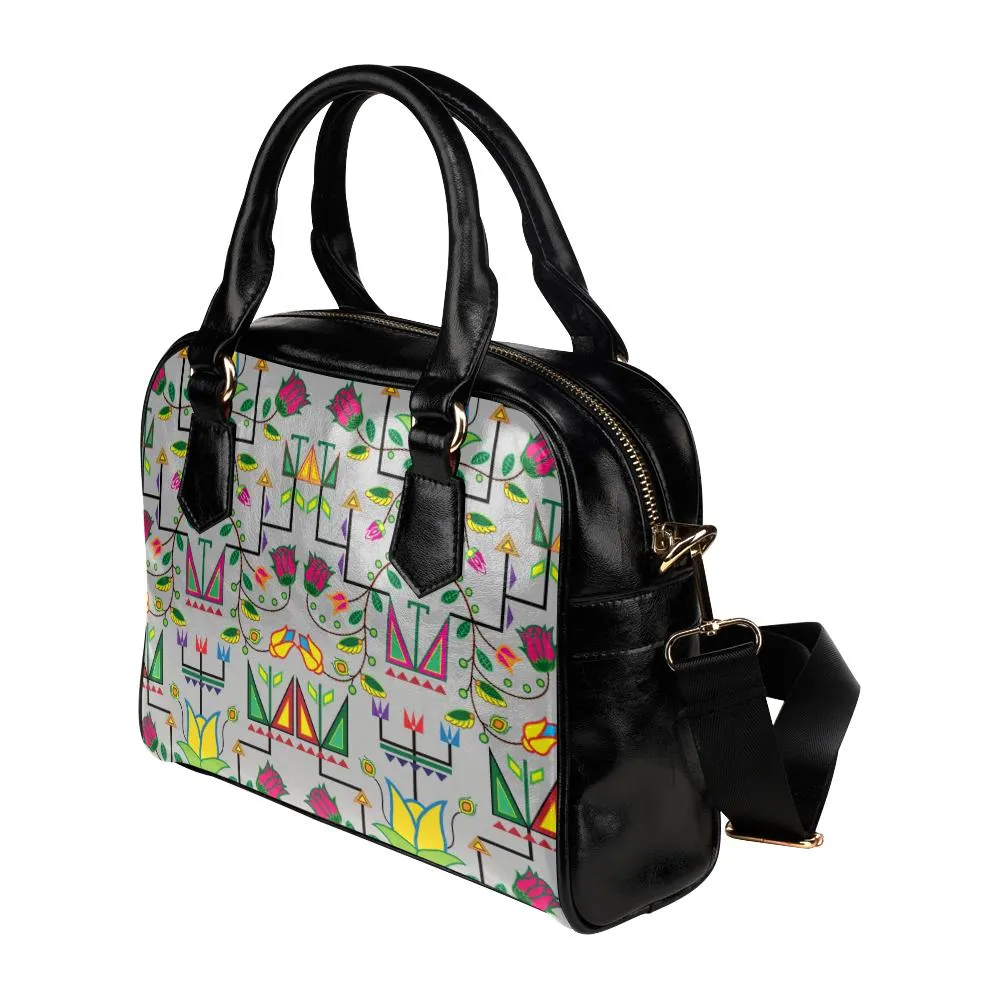 Geometric Floral Summer-Gray Shoulder Handbag