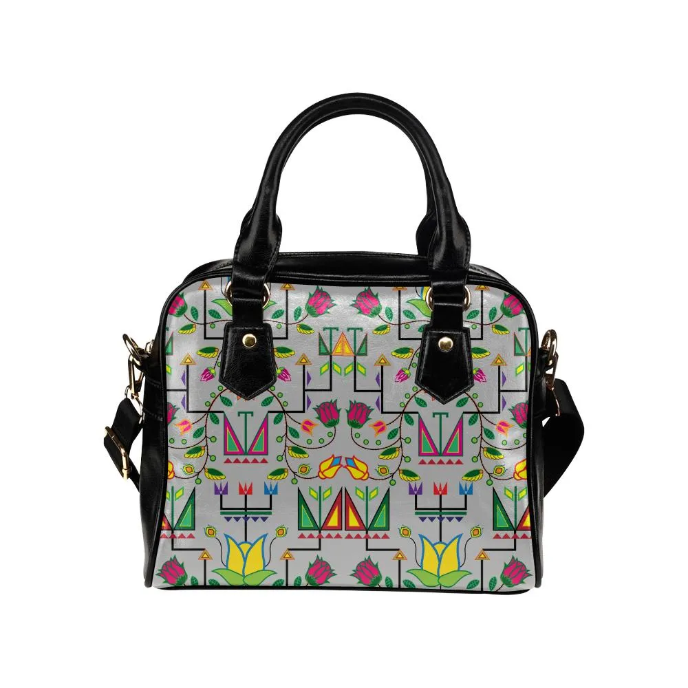 Geometric Floral Summer-Gray Shoulder Handbag