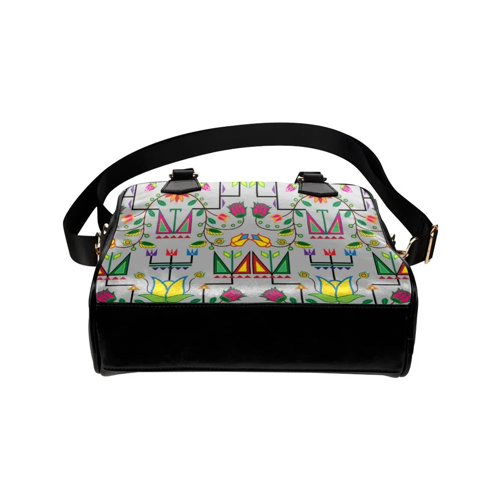 Geometric Floral Summer-Gray Shoulder Handbag
