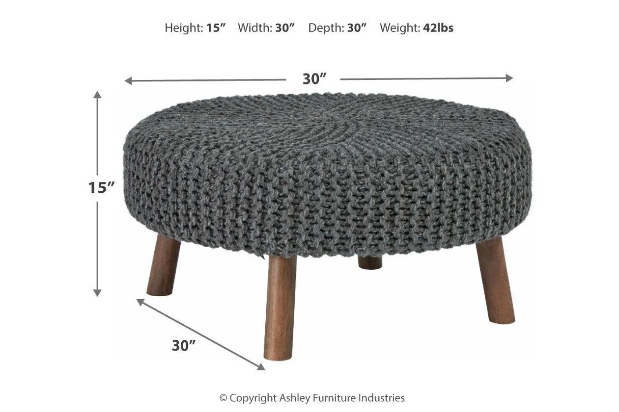 Jassmyn Charcoal Oversized Accent Ottoman