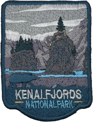 Kenai Fjords US National Park Patch Souvenir - Embroidered Travel Badge Iron on Transfer Fabric Applique - 63 National Park Collection