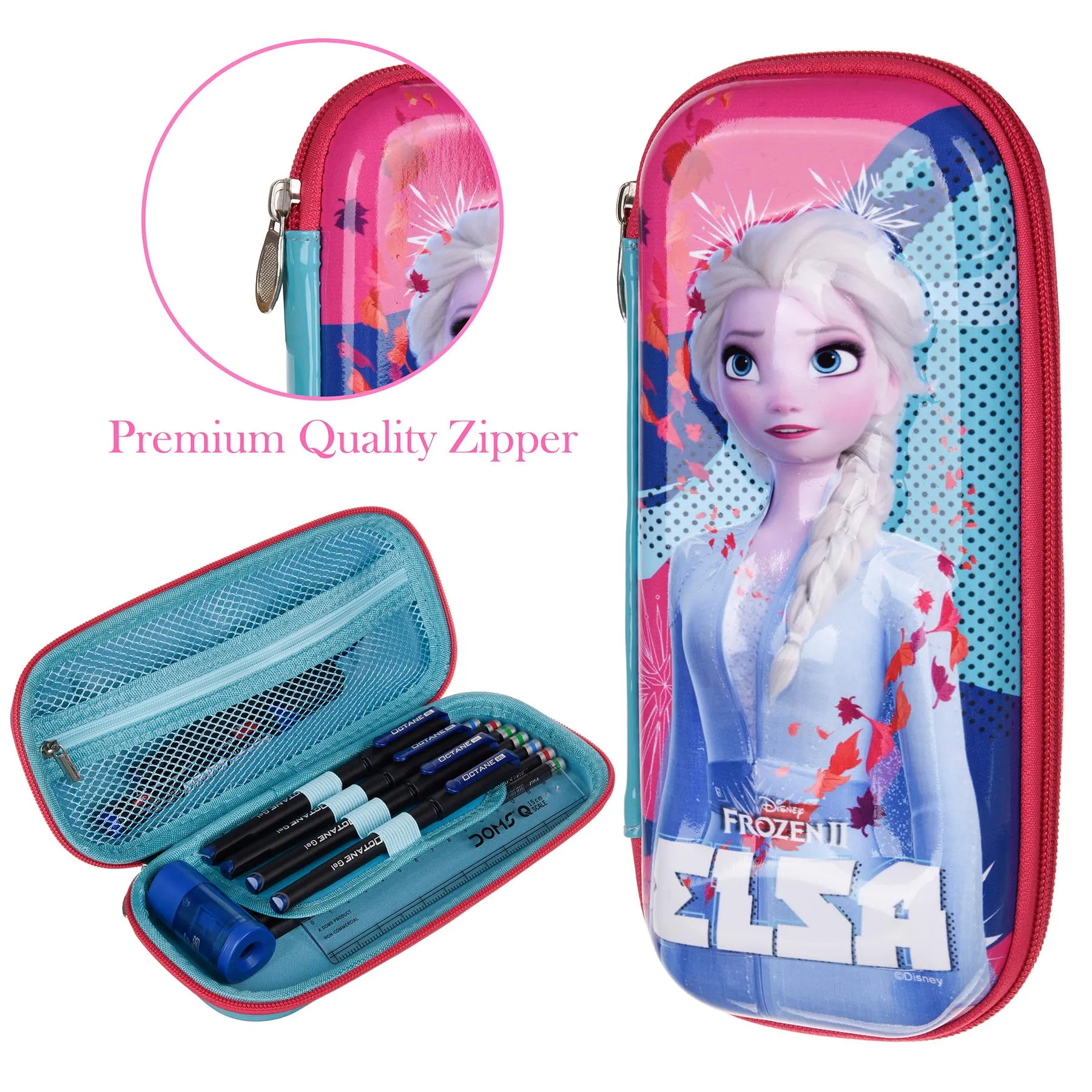 Kuber Industries Disney Frozen-II Pencil Pouch | School Pencil Case for Kids | Pen-Pencil Box for Kids | Geometry Box | Compass Box | School Stationery Supplies | Pack of 2 | Blue