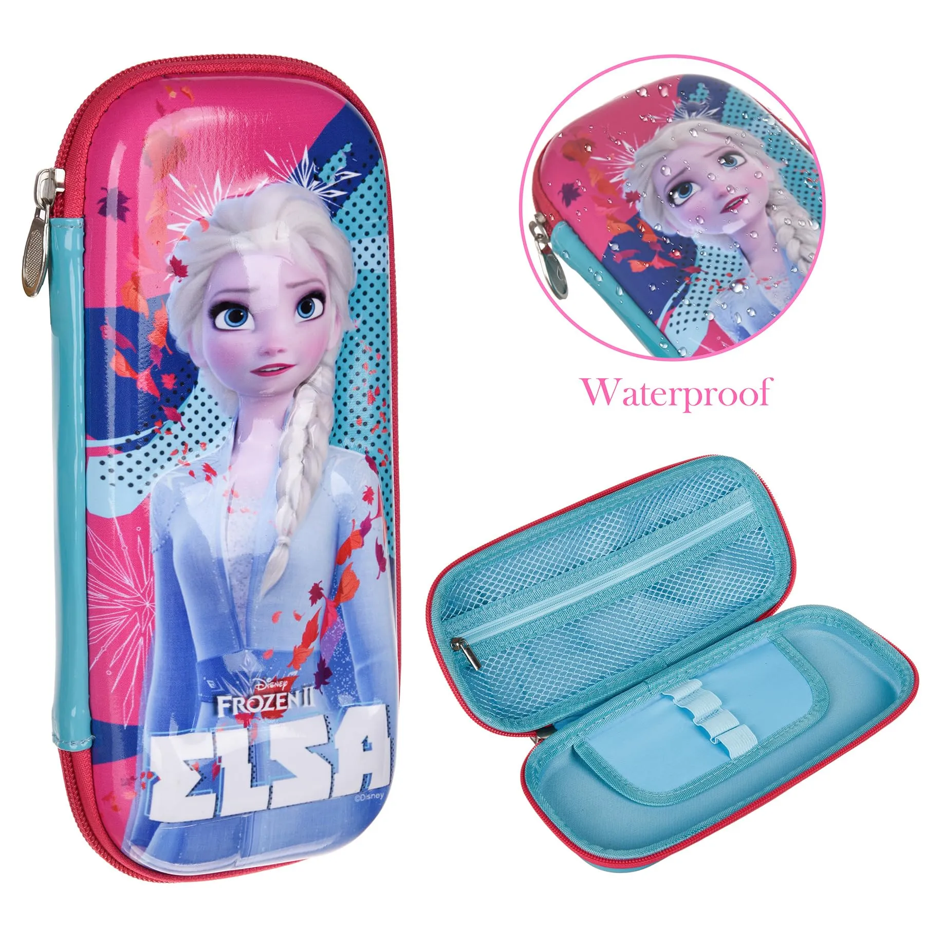 Kuber Industries Disney Frozen-II Pencil Pouch | School Pencil Case for Kids | Pen-Pencil Box for Kids | Geometry Box | Compass Box | School Stationery Supplies | Pack of 2 | Blue