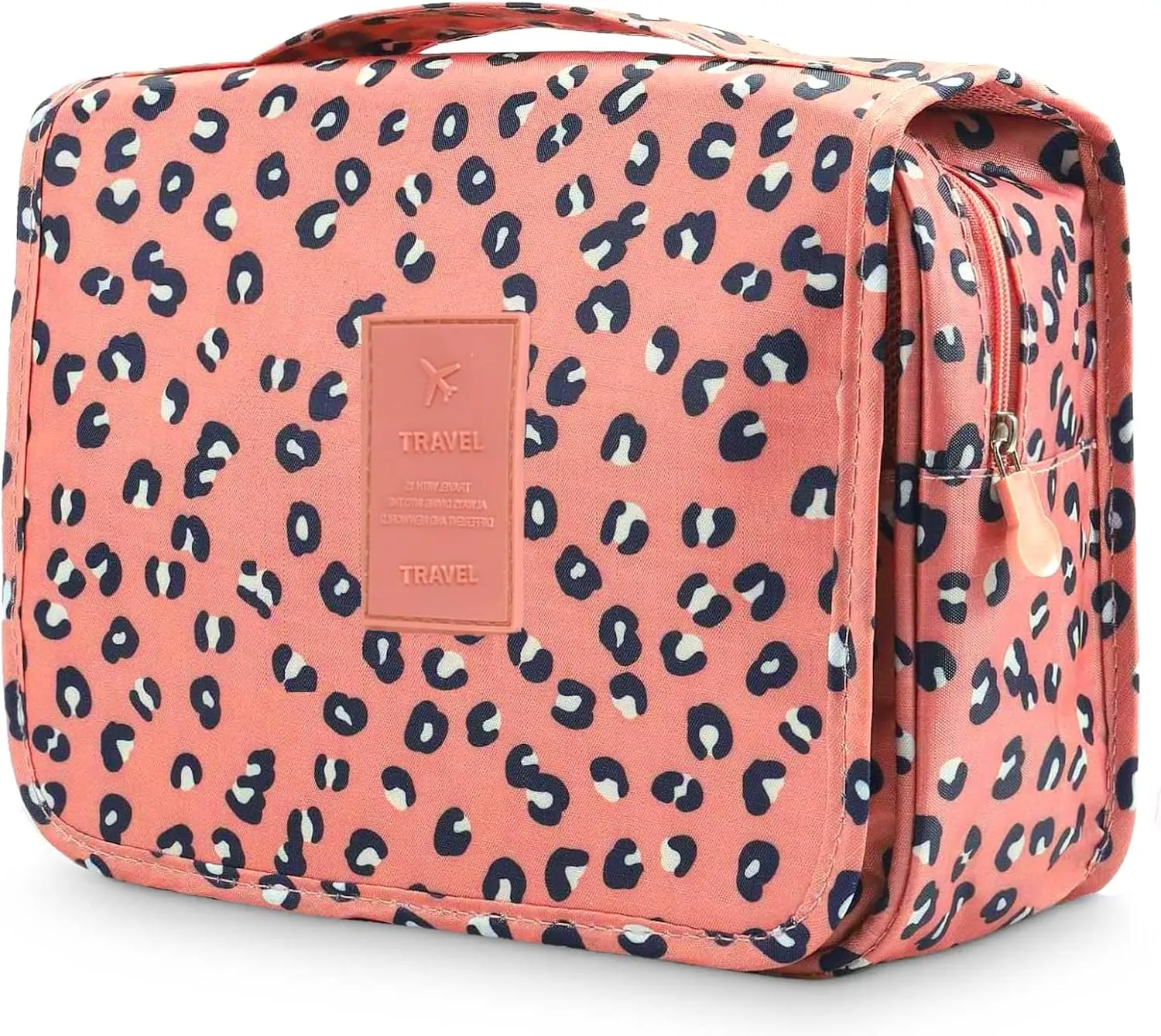 L&FY Hanging Travel Toiletry Bag Women's Cosmetic Organizer Makeup Pouch Men's Dopp Kits With Handle(Pink Leopard)