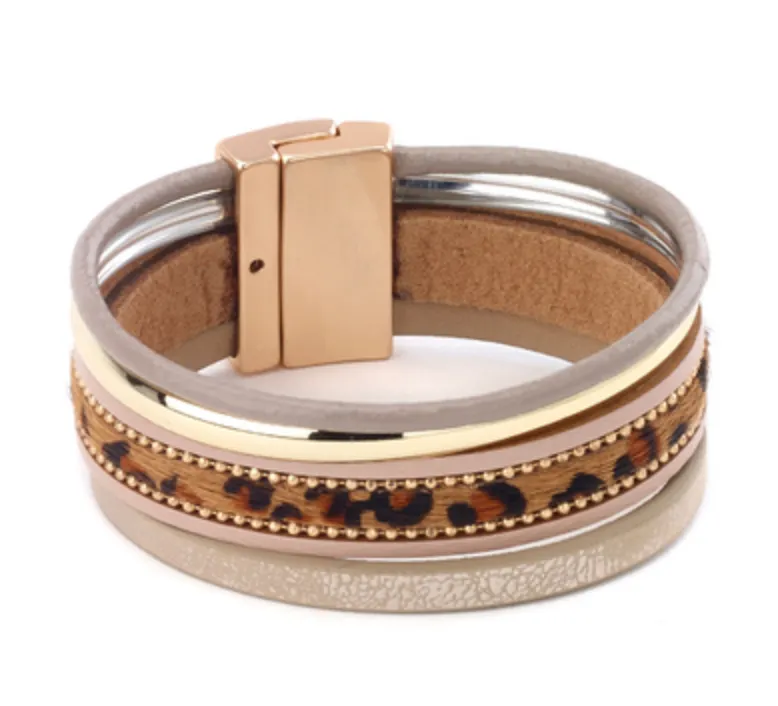 Leopard Print Leather Bracelet
