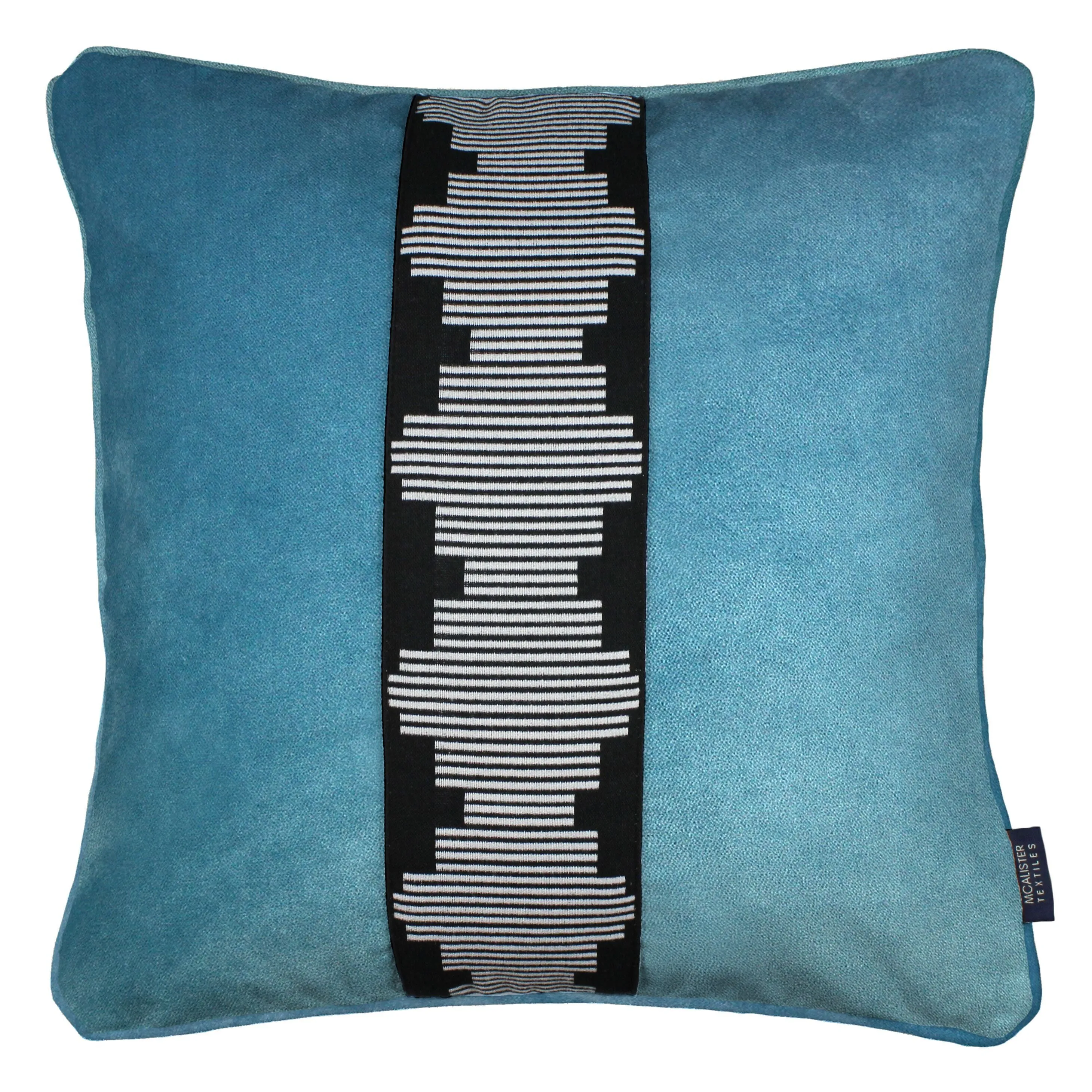 Maya Striped Duck Egg Blue Velvet Cushion