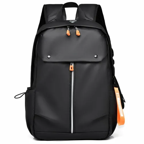 Men's USB Charging Waterproof PU Leather Backpack