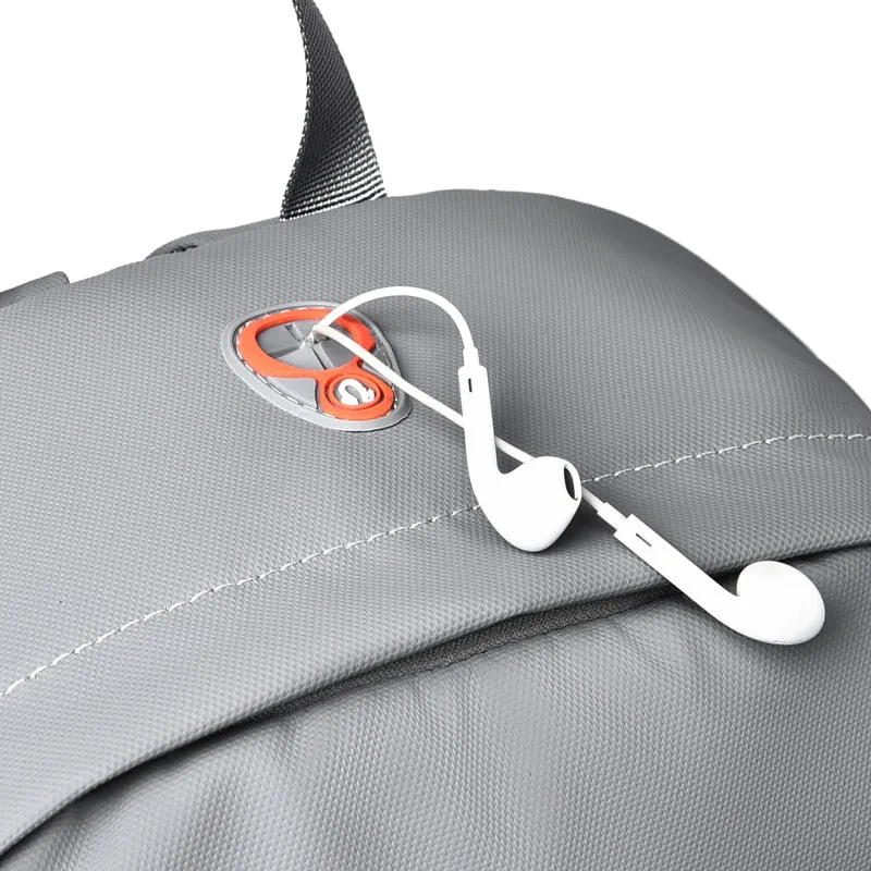 Men's USB Charging Waterproof PU Leather Backpack