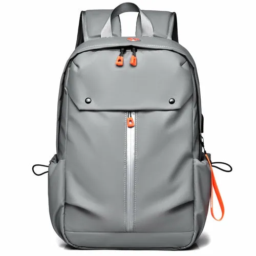 Men's USB Charging Waterproof PU Leather Backpack