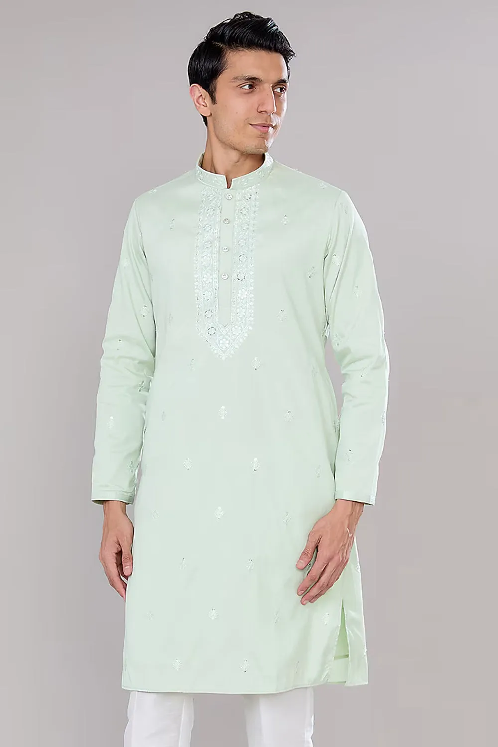 Mint Green Embroidered Kurta Set