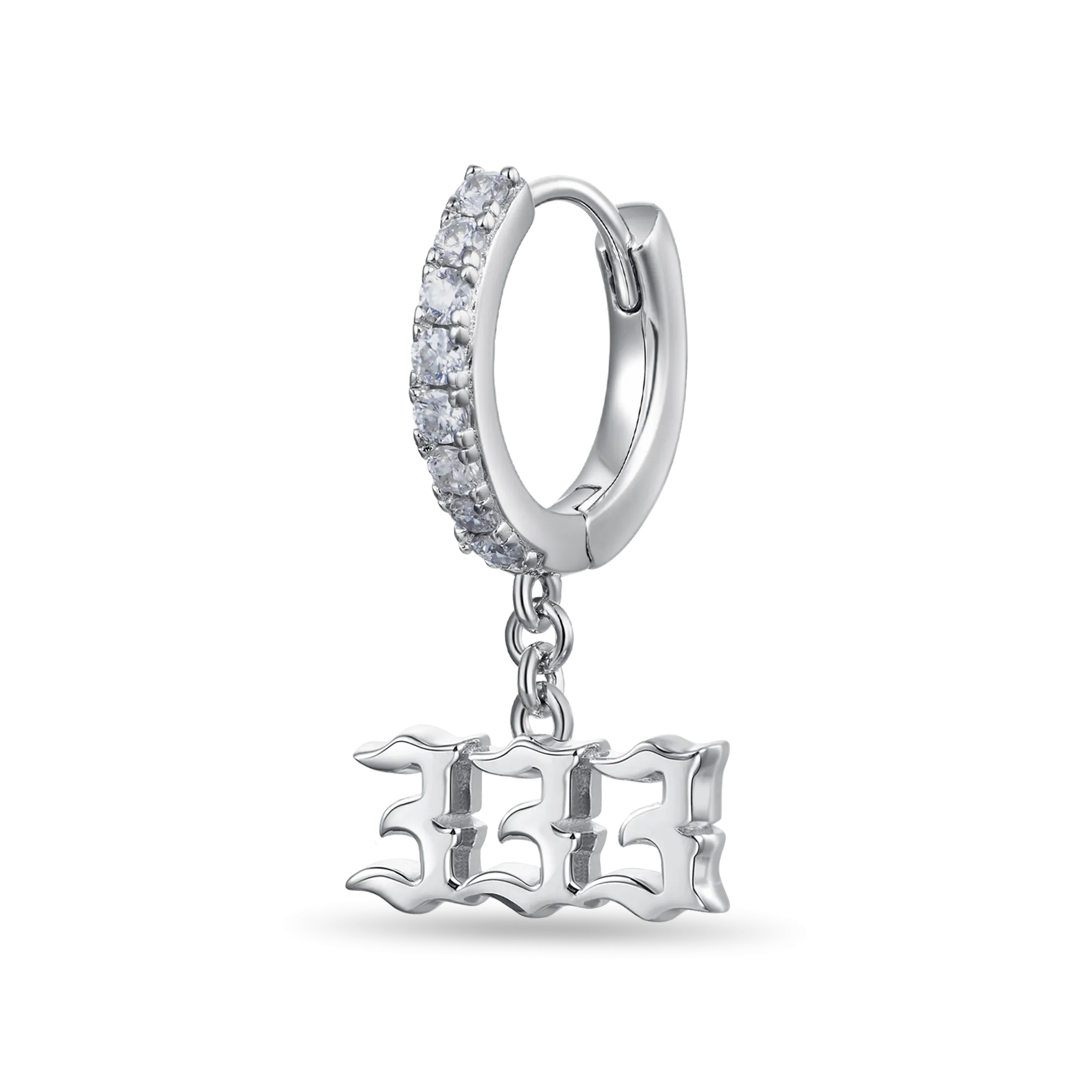 Moissanite Angel Number Dangly Earring - 333
