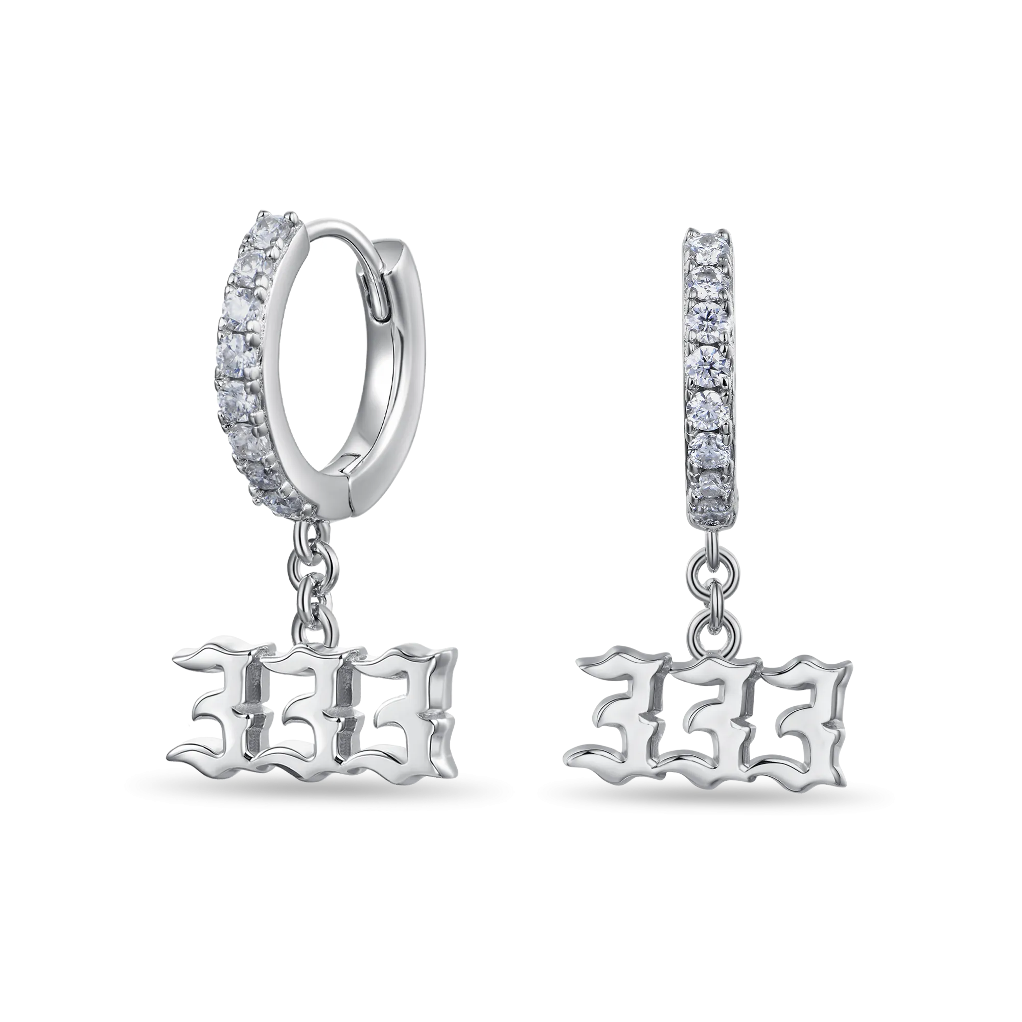 Moissanite Angel Number Dangly Earring - 333