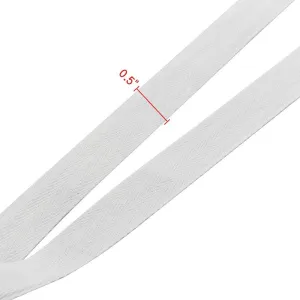 Natural Cotton Twill Tape 50 Yards 1/2 Inch Bunting Bias Herringbone Webbing Roll for Apron Sewing Dressmaking Craft (White)