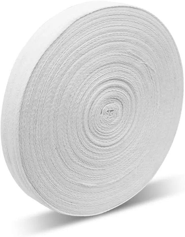Natural Cotton Twill Tape 50 Yards 1/2 Inch Bunting Bias Herringbone Webbing Roll for Apron Sewing Dressmaking Craft (White)