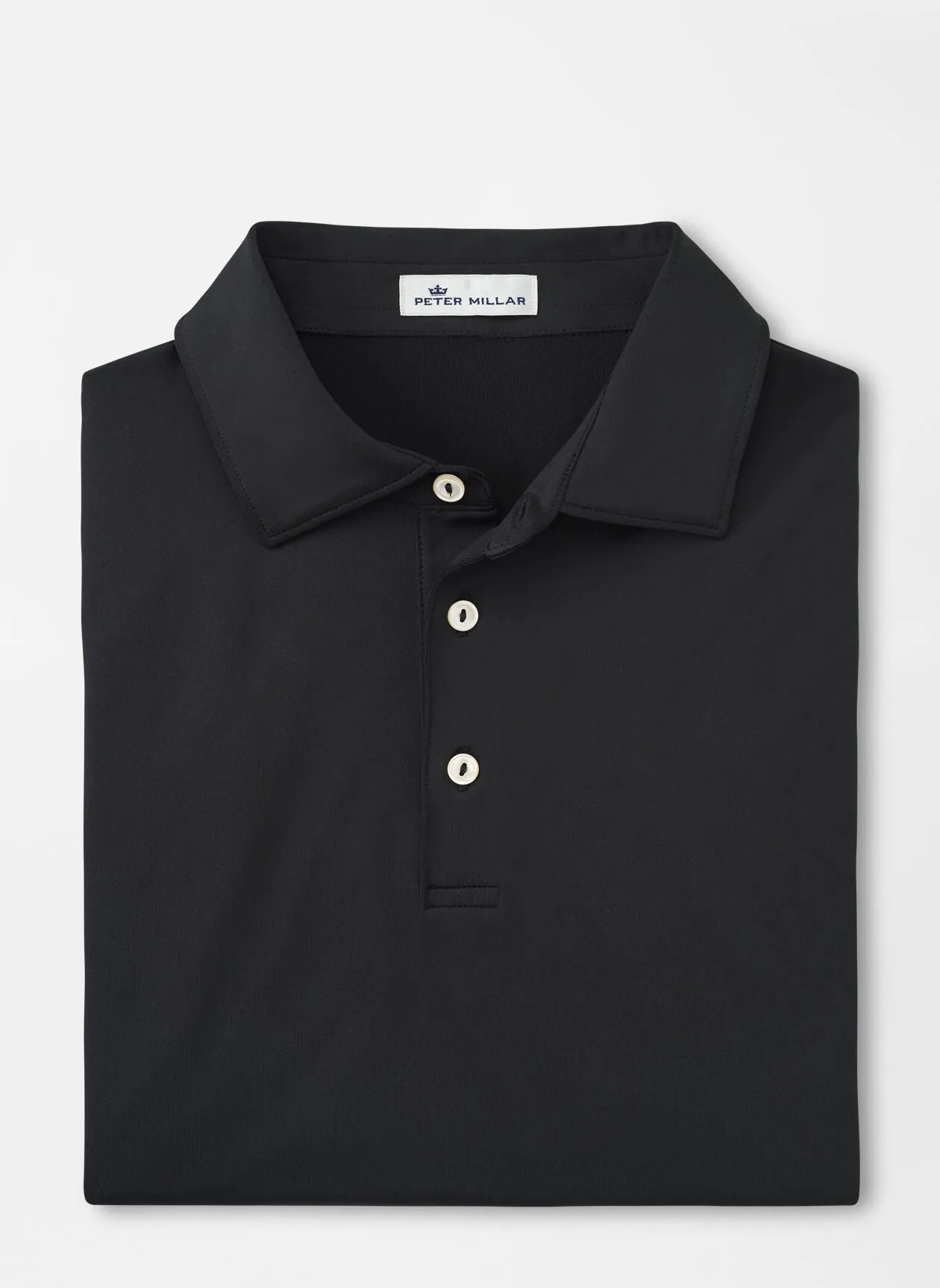 Peter Millar Performance Self Collar Custom Polos, Black