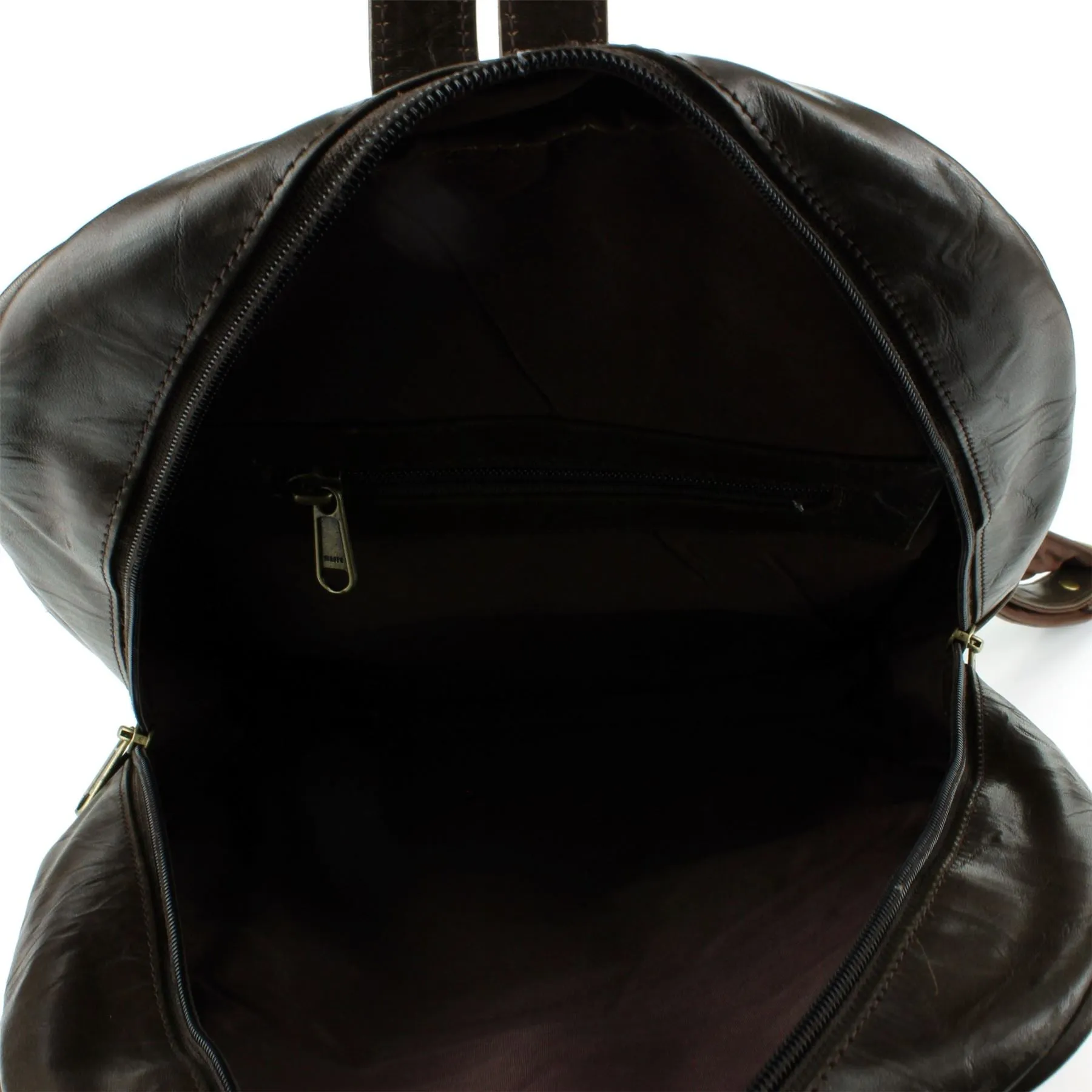 Real Leather Backpack Rucksack Bag - Brown