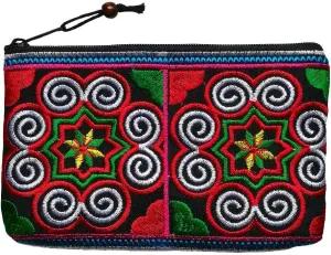 Sabai Jai Boho Coin Purse: Handmade Small Embroidered Change Pouch for Women - Colorful, Ethnic, Eco Friendly & Sustainable