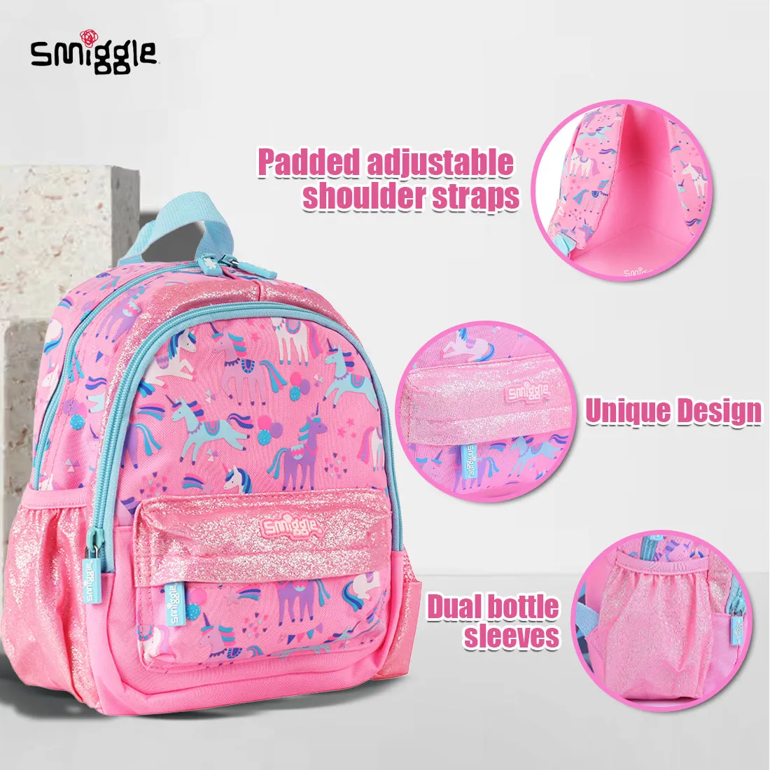 Smiggle Glide Teeny Tiny Backpack Pink, 3Y 