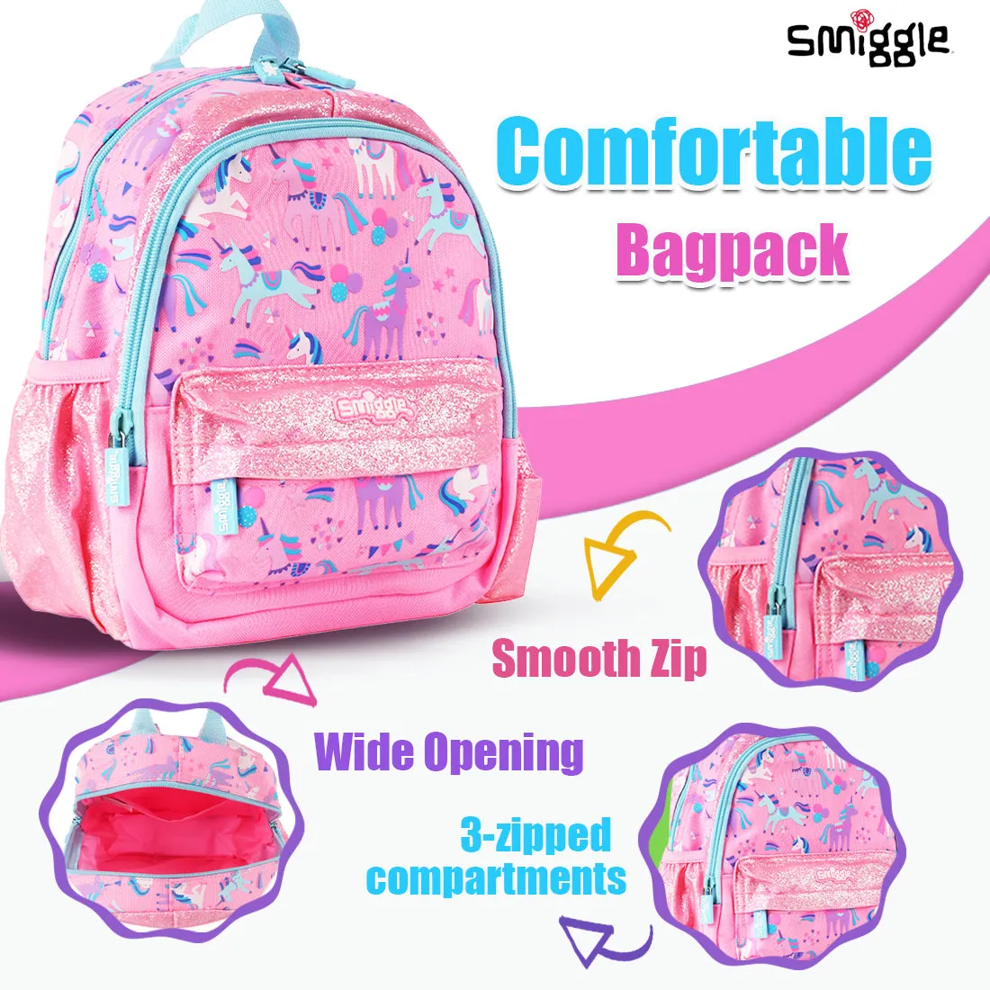 Smiggle Glide Teeny Tiny Backpack Pink, 3Y 