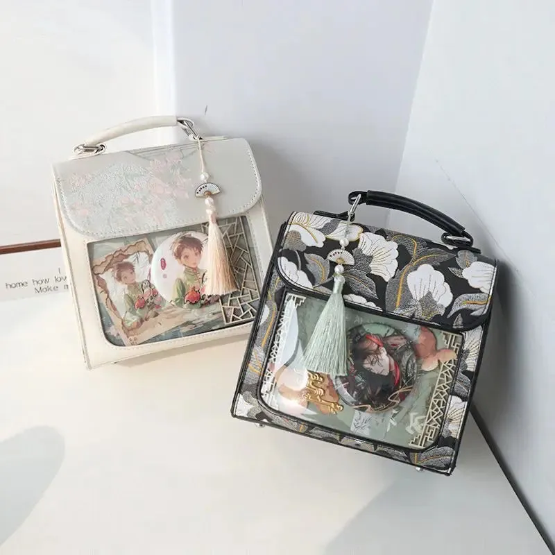 Sohiwoo Vintage Women Backpacks Chinese Style Traditional Aesthetic Badge Ita Bag Floral Embroidered Designer Mochilas Para Mujer