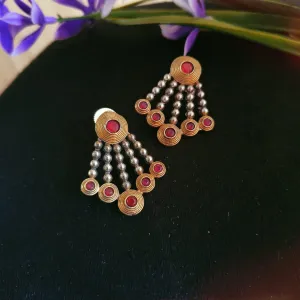 Stone Studded Dual Tone Oxidised Earrings | Sarichka