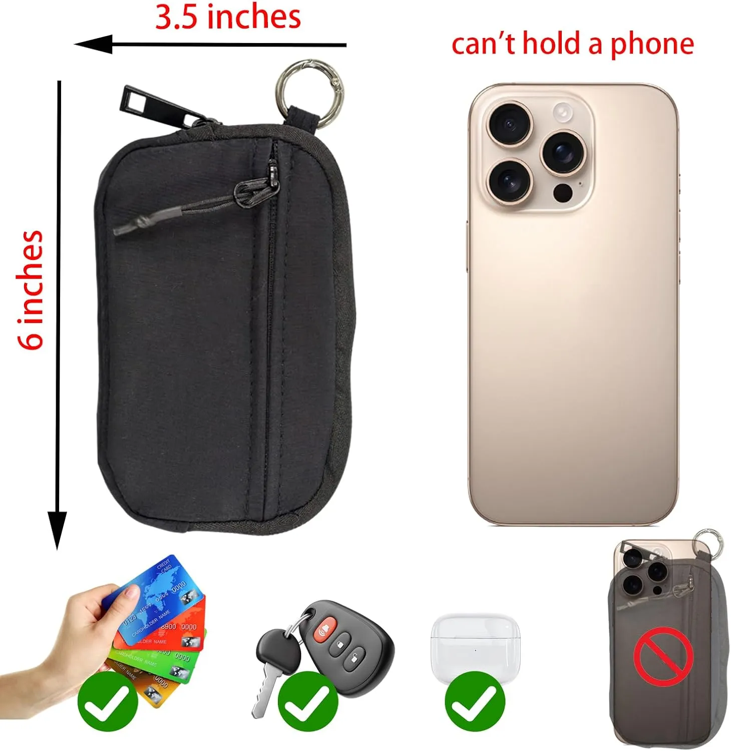 The Iris' Wallet 2nd Gen, 63.6"" The Iris Pouch Wristlet, Zippered Card Case With Id Window/Hand strap (green), 15*9*2cm