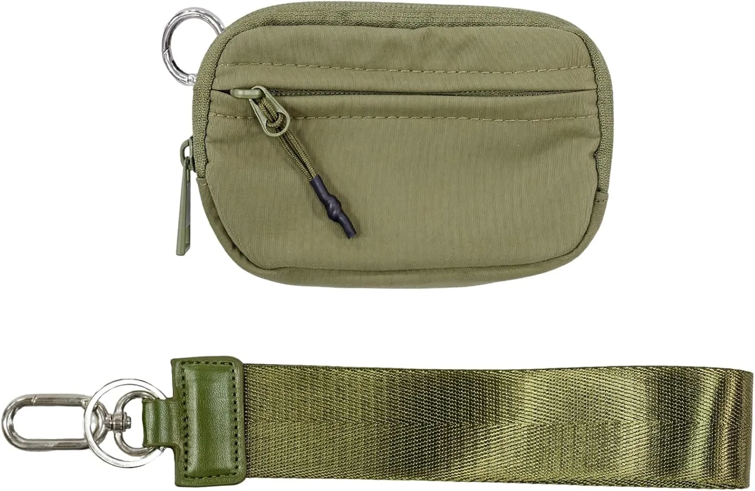 The Iris' Wallet 2nd Gen, 63.6"" The Iris Pouch Wristlet, Zippered Card Case With Id Window/Hand strap (green), 15*9*2cm