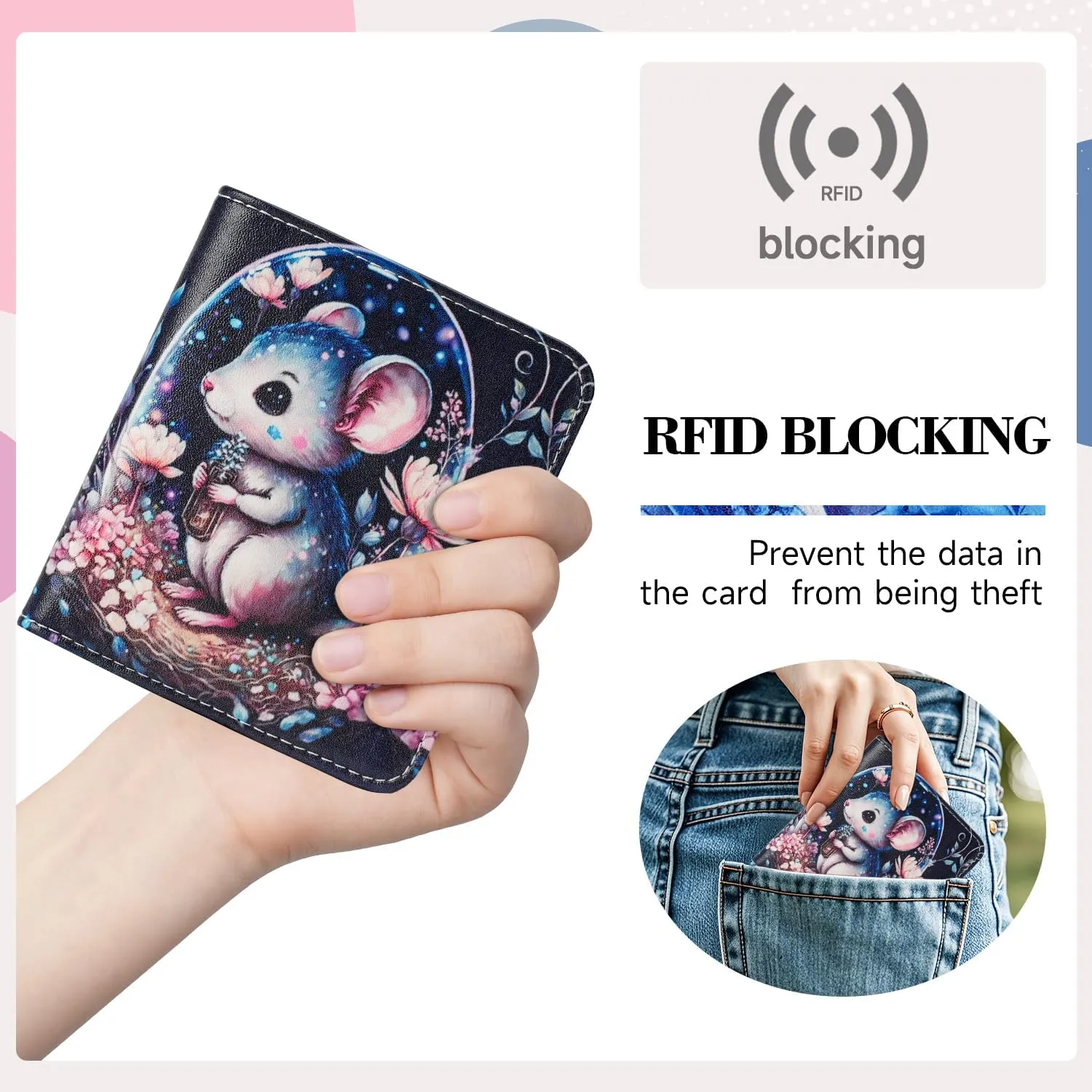 Ultra Slim Thin Small Wallet Women RFID Blocking Mini Compact Clutch Bifold Ladies Wallets for Women with Coin Purse and ID Window