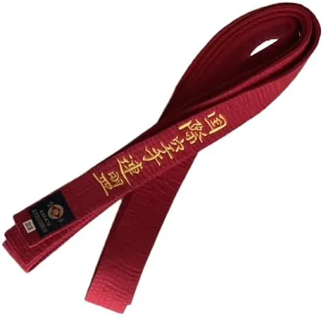 VICTORBUDO USA KYOKUSHIN EMBROIDERED BELTS RED BLUE YELLOW GREEN BROWN SIZES 220/280/320/360 CM