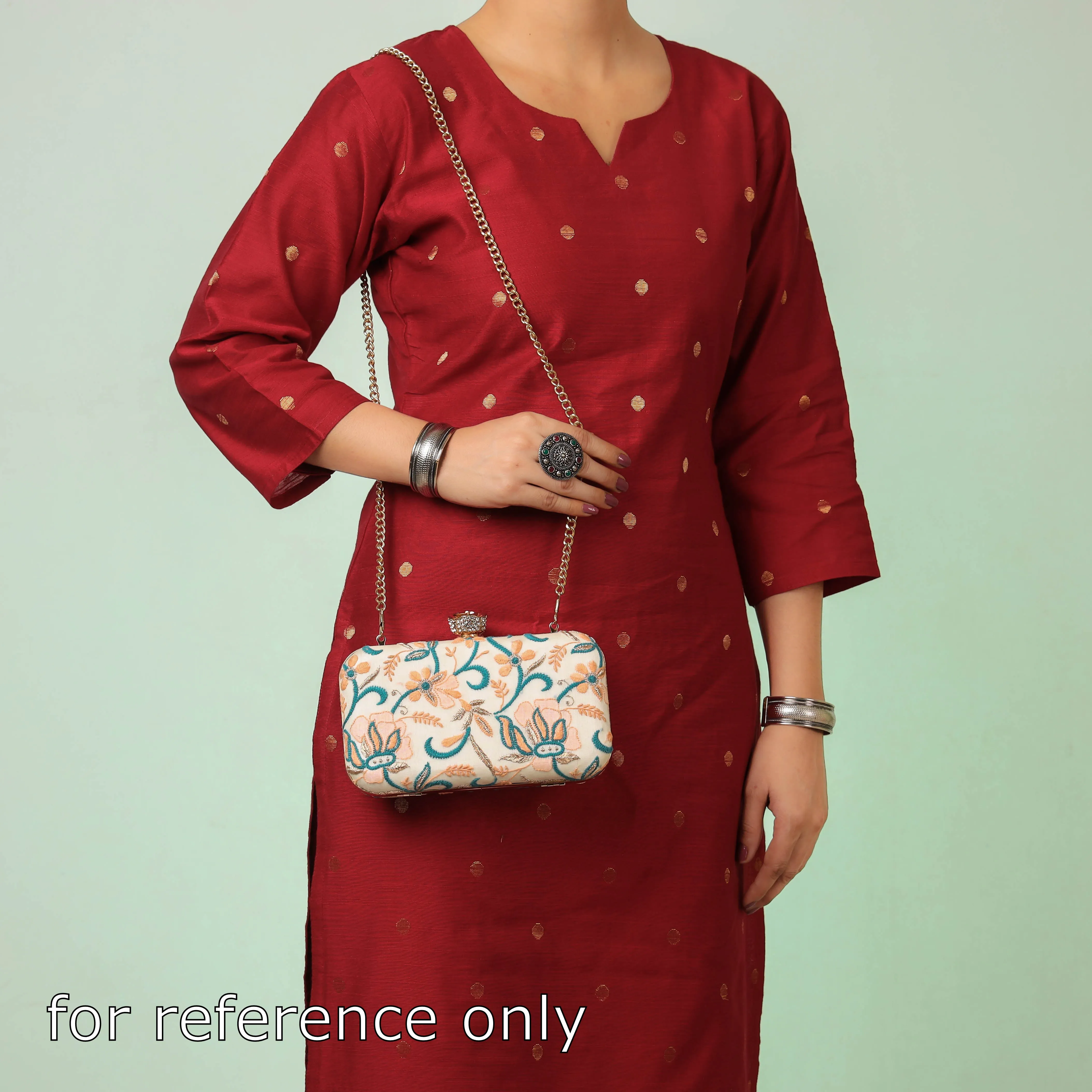 White - Zardozi Hand Embroidered Tussar Silk Clutch/Sling Bag