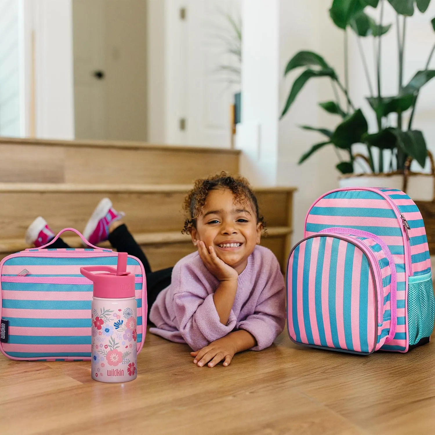 Wildkin 12-inch Kids Backpack  Padded, Adjustable, Ideal for Daycare & Travel (Pink Stripes)