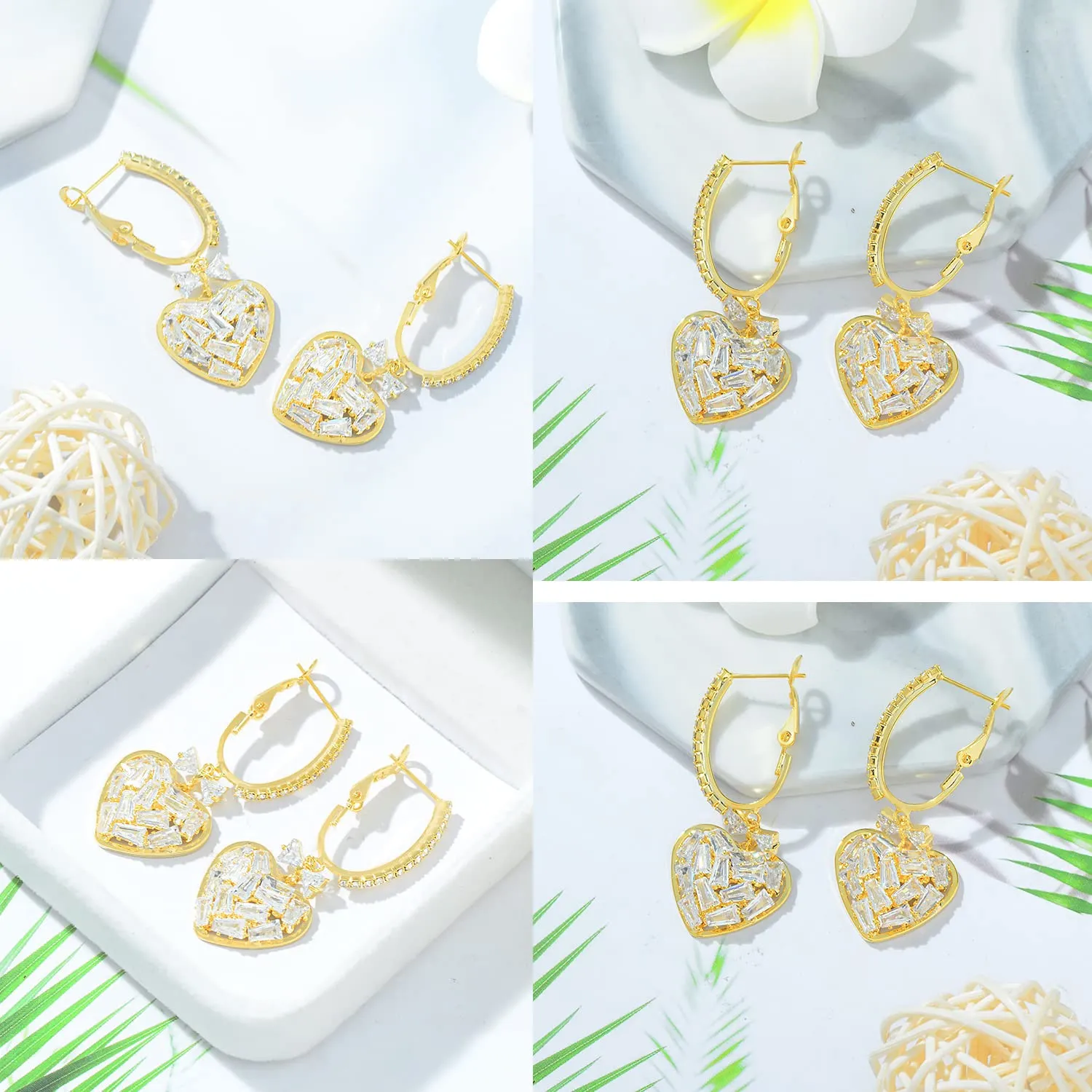 Yellow Chimes Earrings for Women with Crystal Studded Gold-toned Glamour Spark Heart Drop Earrings For Women & Girls