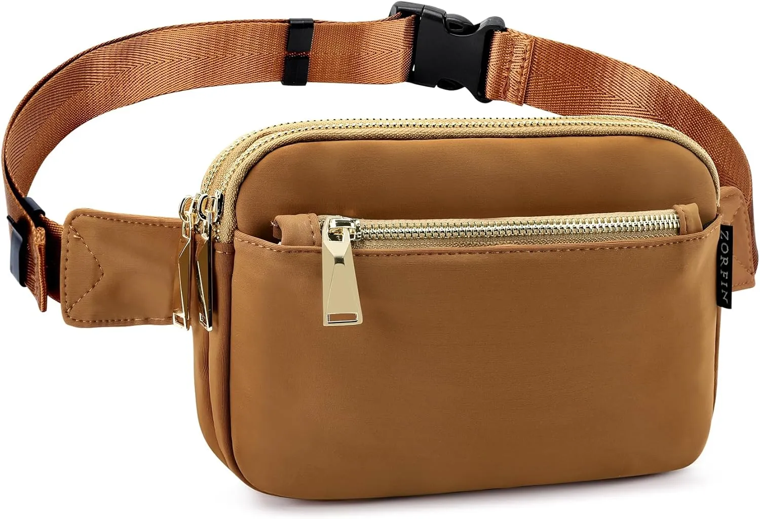 ZORFIN Fanny Packs for Women Men: Crossbody Belt Bag with Adjustable Strap - Fashion Waist Packs for Workout Running Traveling Hiking Brown