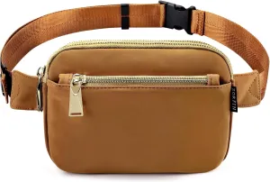 ZORFIN Fanny Packs for Women Men: Crossbody Belt Bag with Adjustable Strap - Fashion Waist Packs for Workout Running Traveling Hiking Brown